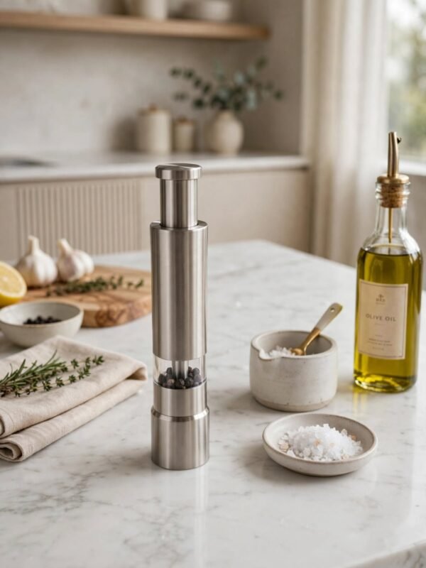 Moulin à poivre manuel en inox à poussoir